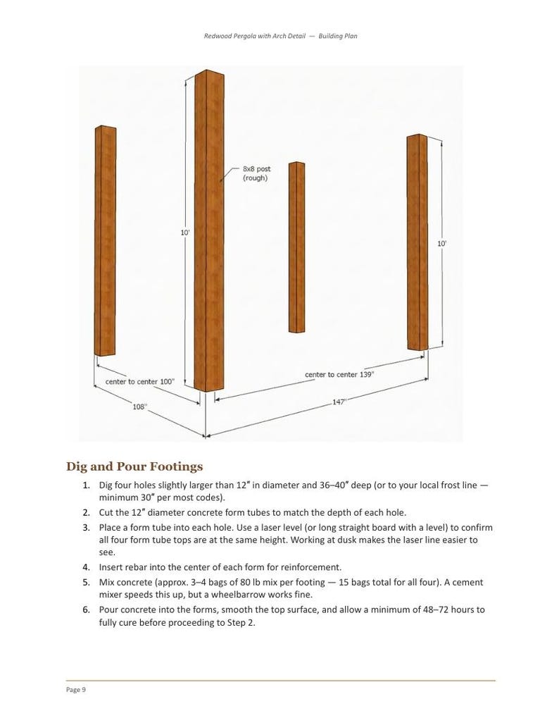 12x14 DIY Pergola Plans with Arched Beam Pattern, DIY Woodworking Build Guide | Cut List, Materials, Step-by-Step PDF Download image 7