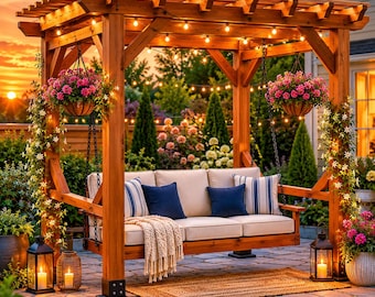 Arbor Swing Plans | DIY Pergola Swing Bed Woodworking Plans PDF | Outdoor Porch Swing Stand Build Plans | Patio Furniture Download