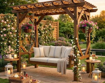 DIY Outdoor Arbor Swing Plans, Porch Swing Building Plans PDF, Pergola Swing Woodworking Plans, Step by Step Cut List, Digital Download