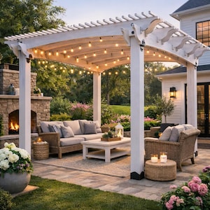 12x14 DIY Pergola Plans with Arched Beam Pattern, DIY Woodworking Build Guide | Cut List, Materials, Step-by-Step PDF Download image 2