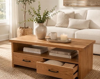 Coffee Table with Storage Plans PDF | Farmhouse DIY Woodworking Blueprint | Beginner Build Instructions Instant Download