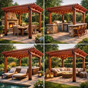 12x14 DIY Pergola Plans with Arched Beam Pattern, DIY Woodworking Build Guide | Cut List, Materials, Step-by-Step PDF Download image 5