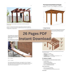 12x14 DIY Pergola Plans with Arched Beam Pattern, DIY Woodworking Build Guide | Cut List, Materials, Step-by-Step PDF Download image 6