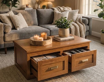 Coffee Table Plans with Drawers, DIY Storage Coffee Table, Woodworking Plans PDF, Furniture Plans, Kreg Jig Project, Digital Download Plan