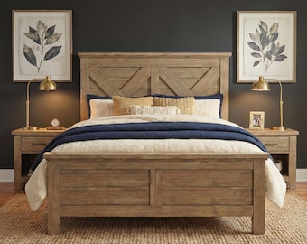 ファームハウスベッドプラン｜クイーンサイズ、納屋の扉スタイル（PDFダウンロード）