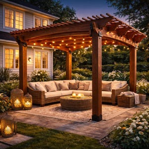 12x14 DIY Pergola Plans with Arched Beam Pattern, DIY Woodworking Build Guide | Cut List, Materials, Step-by-Step PDF Download image 4
