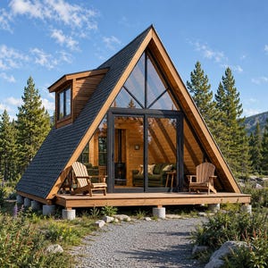 A-Frame Cabin House Plans, Tiny House Plan PDF, Small Modern House Plan, DIY Cabin Building Blueprint with Loft, Dormer Tiny Home Download