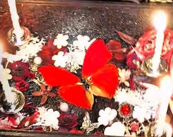 Caja de sombras gótica mecánica de mariposas aleteando en arenas movedizas, diorama de taxidermia para portavelas, decoración de rarezas y curiosidades