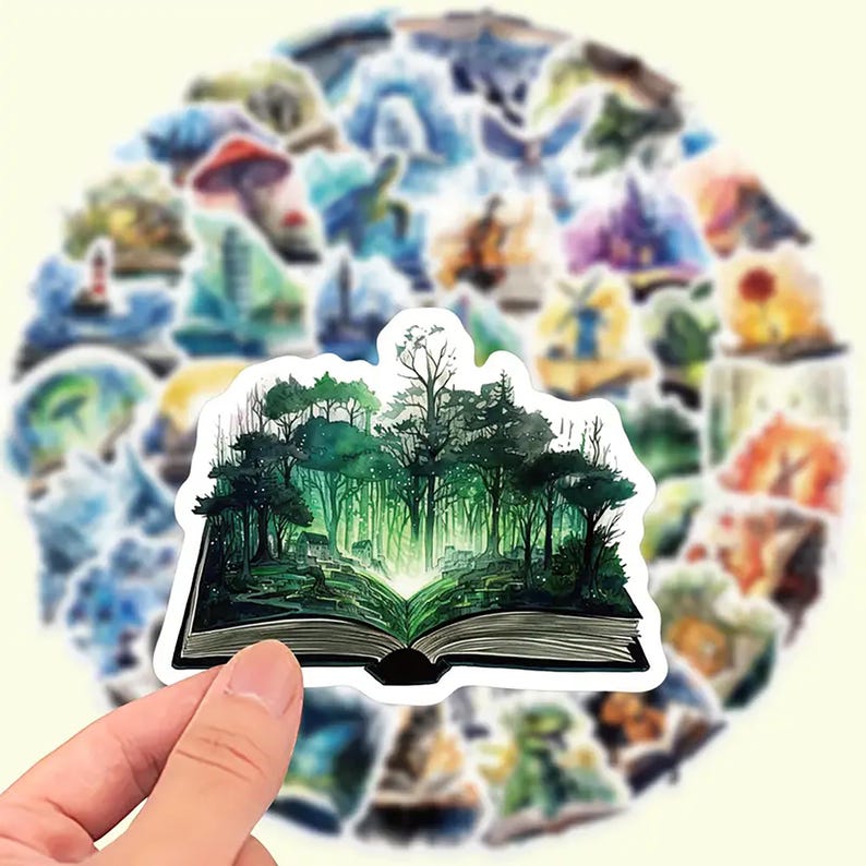 50pc Fantasy Book Waterproof Stickers Pack, Water Bottle, Junk Journal