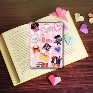 Kindle Paperwhite Insert Pink Gingham • Black Girl Magic E-Reader Hintergrund • Klare Hülle für Bücherwurm • Digitaler Download