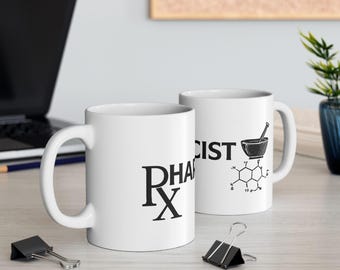 Pharmacist Mug – Pharmacy Coffee Cup – Gift for Pharmacist – RX Apothecary Design