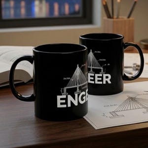 Engineer Blueprint Tasse - Brücke Technisches Zeichnen Kaffeetasse - Geschenk für Techniker