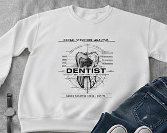 Dentist Sweatshirt – Dental Structure Blueprint Design – Gift for Dentist – Dental Student Graduation Gift