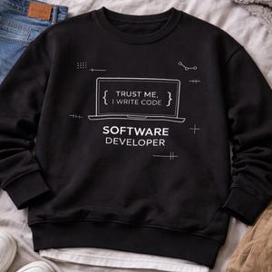 Moletom para Desenvolvedor de Software, Confie em Mim, Eu Escrevo Código, Moletom com Capuz, Presente para Programador, Moletom de Programação, Ideia de Presente para Desenvolvedor, Roupa para Geeks e Nerds