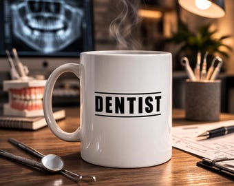 Dentist Blueprint Mug – Tooth Clinical Diagram Coffee Cup – Dental Graduation Gift – Minimal Line Art Gift for Dentist