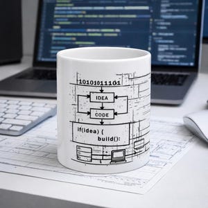 Software Developer Mug – Programmer Gift – Coding Blueprint Coffee Cup – Developer Graduation Gift – Tech Nerd Coffee Mug – 11oz 15oz image 2