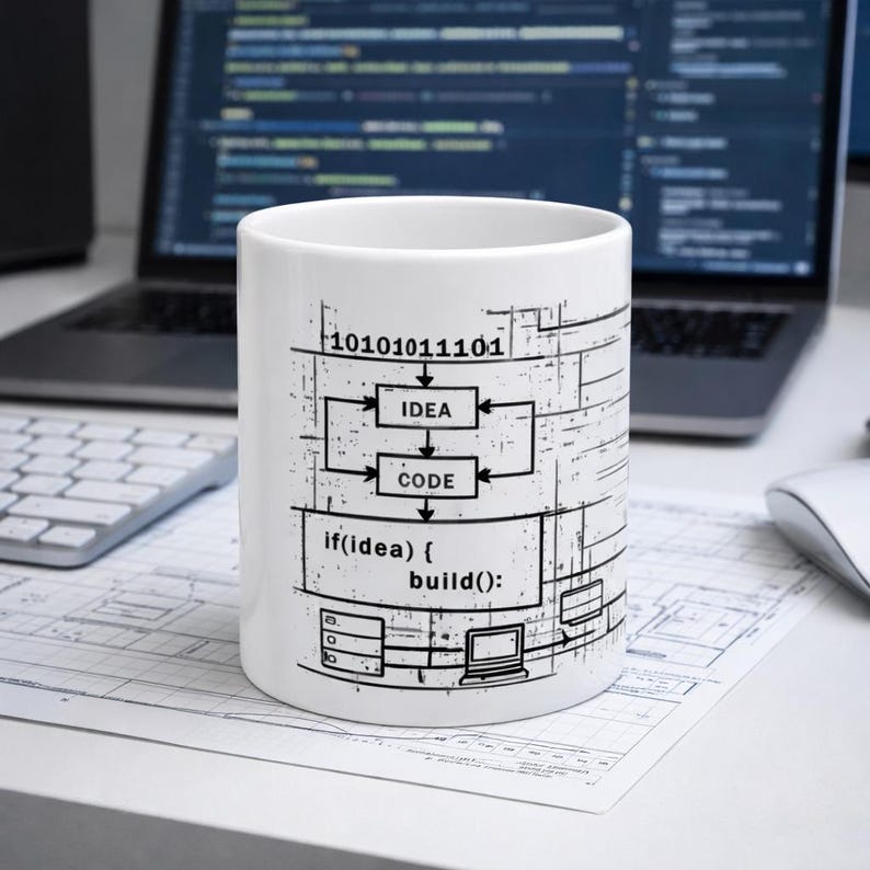 Software Developer Mug – Programmer Gift – Coding Blueprint Coffee Cup – Developer Graduation Gift – Tech Nerd Coffee Mug – 11oz 15oz image 2