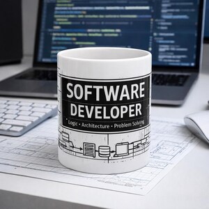 Software Developer Mug – Programmer Gift – Coding Blueprint Coffee Cup – Developer Graduation Gift – Tech Nerd Coffee Mug – 11oz 15oz
