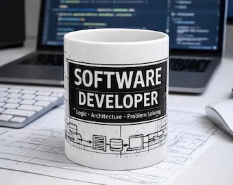 Software Developer Mug – Programmer Gift – Coding Blueprint Coffee Cup – Developer Graduation Gift – Tech Nerd Coffee Mug – 11oz 15oz