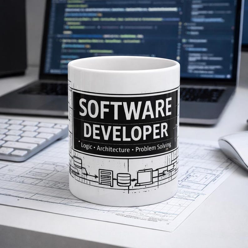 Software Developer Mug – Programmer Gift – Coding Blueprint Coffee Cup – Developer Graduation Gift – Tech Nerd Coffee Mug – 11oz 15oz image 1