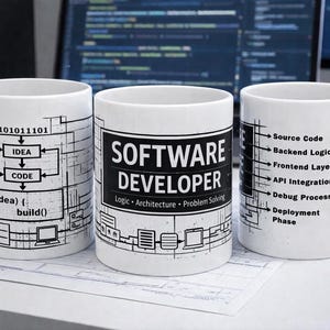 Software Developer Mug – Programmer Gift – Coding Blueprint Coffee Cup – Developer Graduation Gift – Tech Nerd Coffee Mug – 11oz 15oz image 4