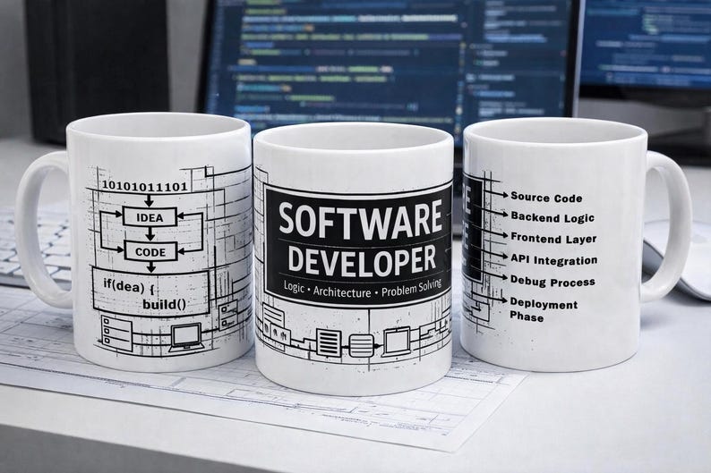 Software Developer Mug – Programmer Gift – Coding Blueprint Coffee Cup – Developer Graduation Gift – Tech Nerd Coffee Mug – 11oz 15oz image 4