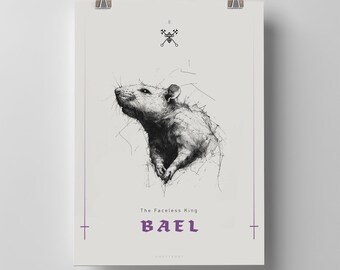 Bael Rat Demon Illustration Poster | Occult Minimal Animal Art Print A3 A2 A1