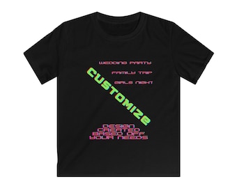 Customize Text Neon Grid Kids Tee | Wedding Party, Family Trip, Girls Night