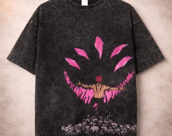 Jujutsu Kaisen Sukuna Graphic Shirt, Vintage Wash Oversized T-Shirt