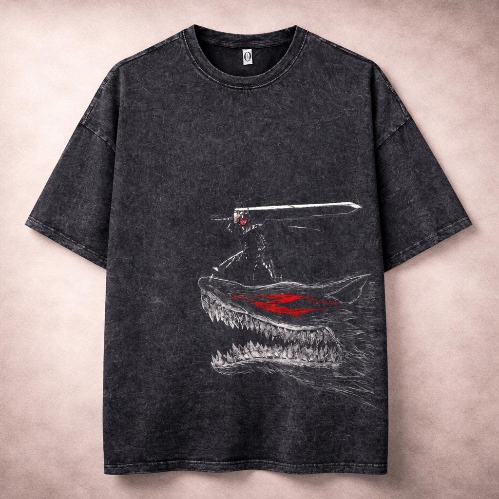 T-shirt Oversize Guts Berserk - Unisexe - Noir - Tenue Sport/cosplay Manga