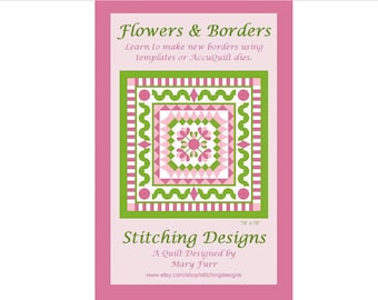 Quilt Pattern, Flowers and Borders, Applique, Quilt Borders, PDF Instant download, 78" x 78"