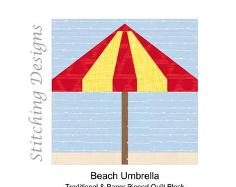 Beach Umbrella Quilt Pattern, Traditional & Paper piecing