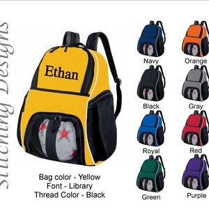 Personalized soccer backpack, Equipment bag, Soccer ball bag, Sports bag, Embroidered, Soccer bag, Monogrammed Soccer backpack, 9 Colors image 9