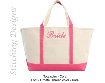 Monogrammed Tote, Zipper closure, Boat Tote, Bridesmaid Tote Bag, Beach bag, LARGE, Extra heavy canvas, 12 Colors available