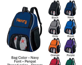 Personalized soccer backpack, Equipment bag, Soccer ball bag, Sports bag, Embroidered, Soccer bag, Monogrammed Soccer backpack, 9 Colors