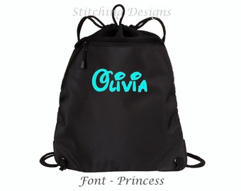 Monogrammed cinch backpack, draw string backpack, personalized backpack, mesh back section, heavy material - 5 colors available