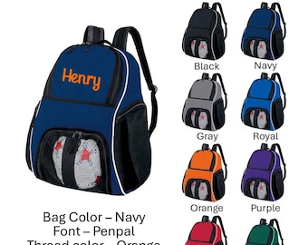 Personalized soccer backpack, Equipment bag, Soccer ball bag, Sports bag, Embroidered, Soccer bag, Monogrammed Soccer backpack, 9 Colors