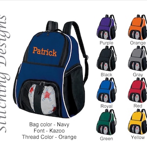 Personalized soccer backpack, Equipment bag, Soccer ball bag, Sports bag, Embroidered, Soccer bag, Monogrammed Soccer backpack, 9 Colors image 8