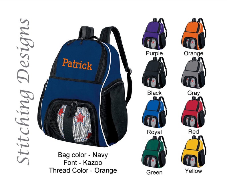 Personalized soccer backpack, Equipment bag, Soccer ball bag, Sports bag, Embroidered, Soccer bag, Monogrammed Soccer backpack, 9 Colors image 8