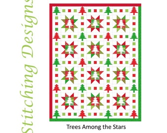 Christmas Quilt Pattern, 64" x 82". Only available in English.