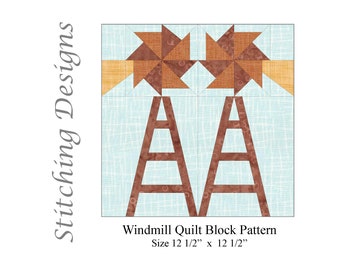 Windmill Quilt Block, Farm Quilt block, Windmill Quilt pattern, Windmill Paper piecing block, Paper piecing,  Not for 1st time Paper Piecer