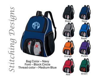 Personalized soccer backpack, Equipment bag, Soccer ball bag, Sports bag, Embroidered, Soccer bag, Monogrammed Soccer backpack, 9 Colors
