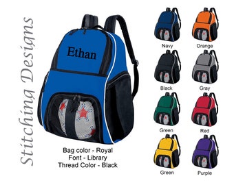 Personalized soccer backpack, Equipment bag, Soccer ball bag, Sports bag, Embroidered, Soccer bag, Monogrammed Soccer backpack, 9 Colors