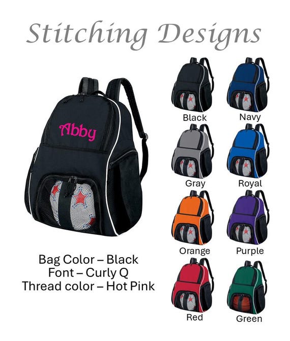 Personalized soccer backpack, Equipment bag, Soccer ball bag, Sports bag, Embroidered, Soccer bag, Monogrammed Soccer backpack, 9 Colors