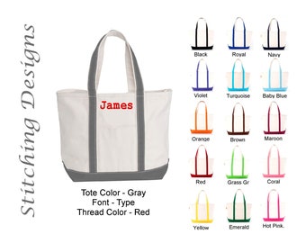 Monogrammed Tote, Classic Canvas Tote, Bridesmaid Tote Bag, Beach bag, Diaper bag - MEDIUM - Zip closure - 16 COLORS