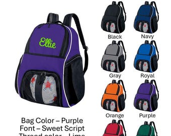 Personalized soccer bag, Soccer ball bag, Sports bag, Embroidered, Basketball bag, Volley ball bag, Monogrammed Soccer backpack
