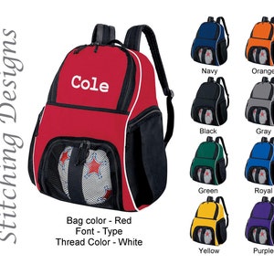 Personalized Basketball backpack, Equipment bag, Soccer ball bag, Sports bag, Embroidered, Soccer bag, Monogrammed Soccer backpack, 9 Colors image 8