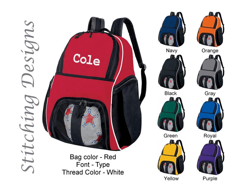 Personalized Basketball backpack, Equipment bag, Soccer ball bag, Sports bag, Embroidered, Soccer bag, Monogrammed Soccer backpack, 9 Colors image 8