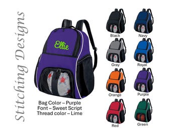 Personalized soccer backpack, Equipment bag, Soccer ball bag, Sports bag, Embroidered, Soccer bag, Monogrammed Soccer backpack, 9 Colors