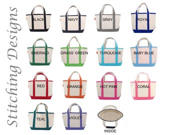 Monogrammed Canvas Kids Tote Bag, Small Beach Bag, Flower Girl Gift, 14 Colors  CLICK "Add Personalization" for embroidery info.